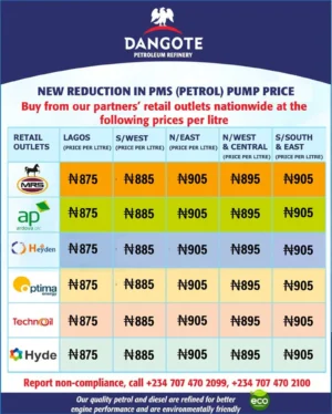 Dangote Refinery Cuts Petrol Price by N15 Across Nigeria
